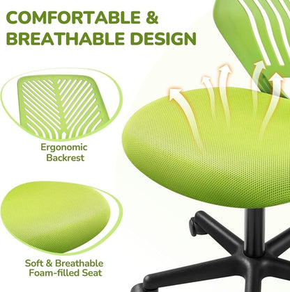 Kids Desk Chair Green Swivel Task Chair With Lumbar Support