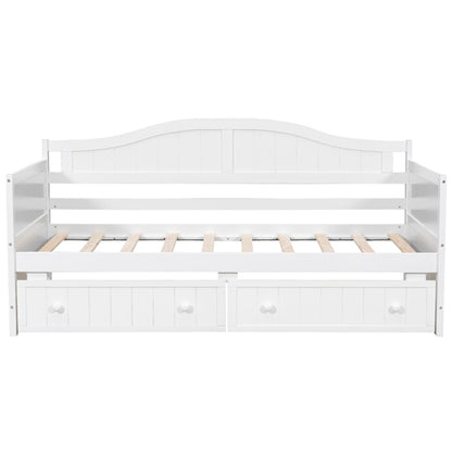 Twin Wooden Daybed with 2 drawers, Sofa Bed for Bedroom Living Room,No