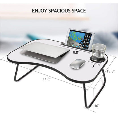Portable Laptop Desk, Gray And White Matte Metal And Wood