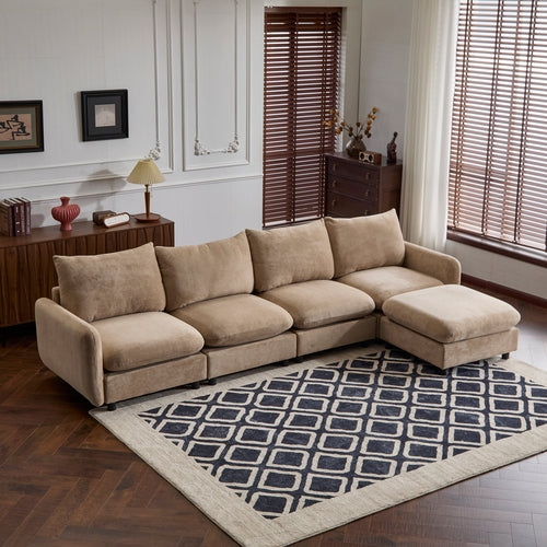 Modular Velvet Sectional Sofa Corner Chair – Convertible Upholstered