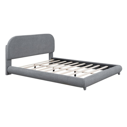 Teddy Fleece Upholstered Platform Bed with Thick Fabric, Solid Frame