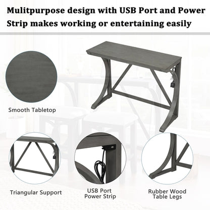 TOPMAx Farmhouse 3- Piece Counter Height Dining Table Set With USB