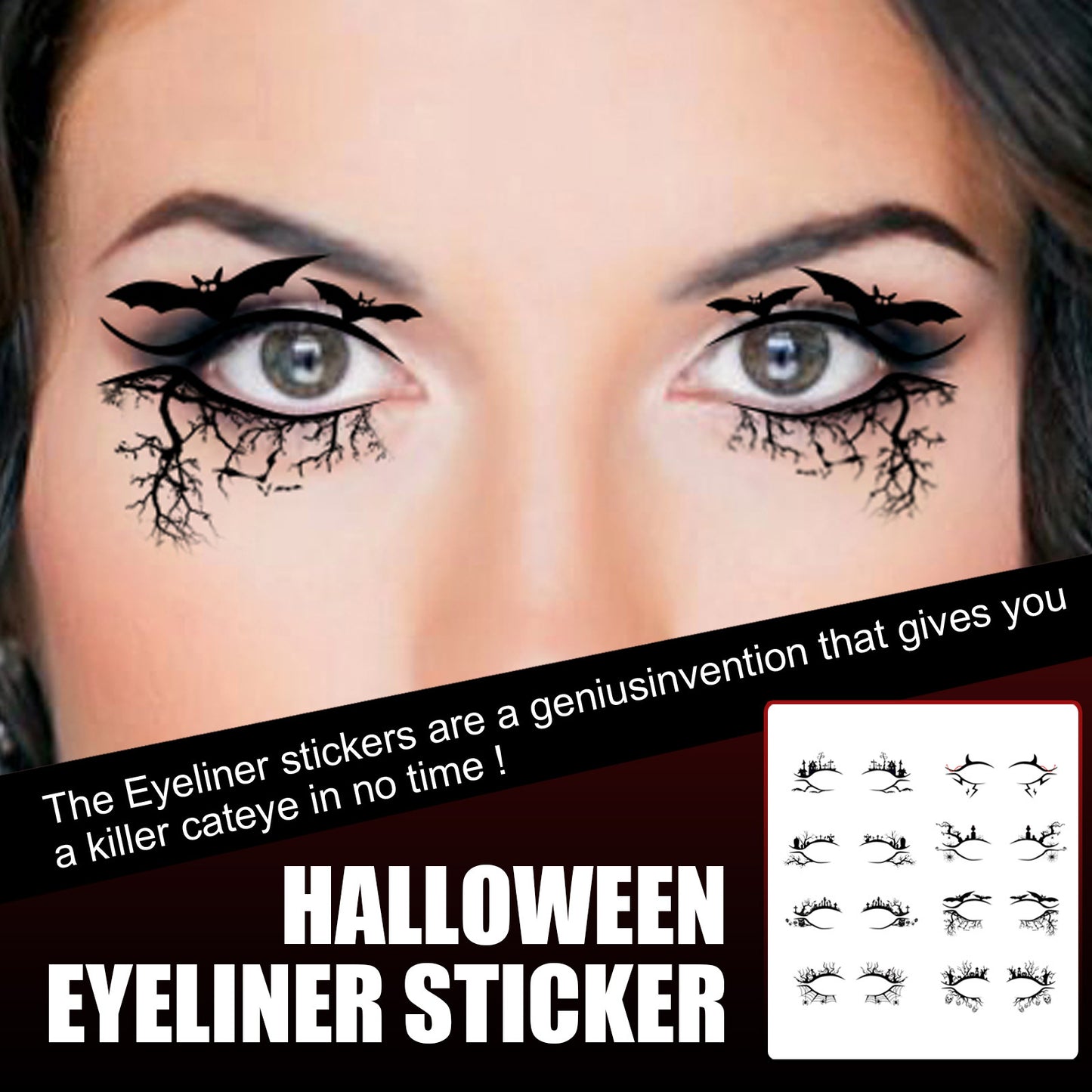 EELHOE Halloween Eyeliner Stick Scary Fashion Party Makeup Kit Bat Spider Decorative Eyeliner Eyeshadow Stick