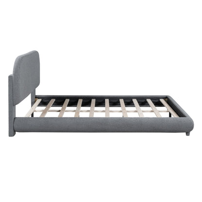 Teddy Fleece Upholstered Platform Bed with Thick Fabric, Solid Frame