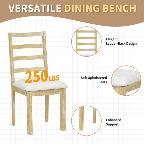 Farmhouse 6-Piece 60inch Extendable Pedestal Dining Table Set with