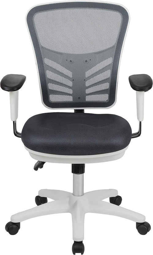 Nicholas Gray And White Mesh Mid Back Swivel Office Chair With