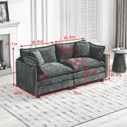 Cloud Sofa Modern Sectional Couch, Double Layer Upholstered Chenille