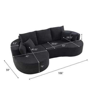 106" Curved Boucle Cloud Sectional Sofa with Chaise Lounge – 2-Piece