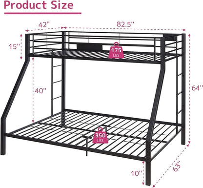 Twin XL Queen Bunk Bed In Sandy Black Finish Metal Slats