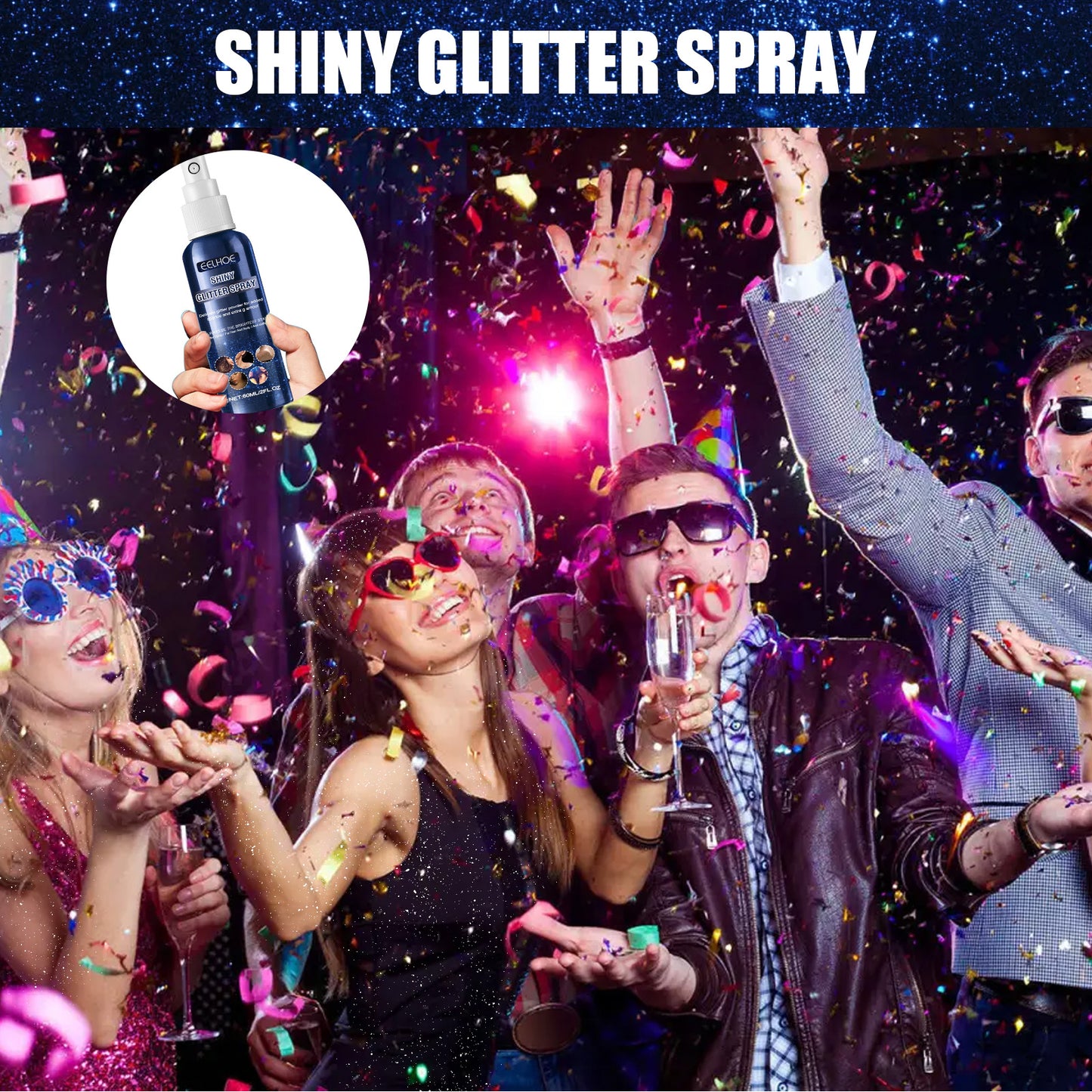 EELHOE Glitter Spray, Halloween Brightening Makeup Night Club Party Clothing Highlights Skin Brightening Powder