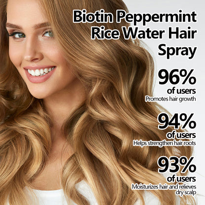 Biotin Peppermint Rice Water Hair Spray, Repair Dry Hair Soft Hair Thick Hair Flexible And Nourishing Hair