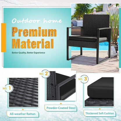 Black Cushioned Outdoor All Weather Patio Conversation Set