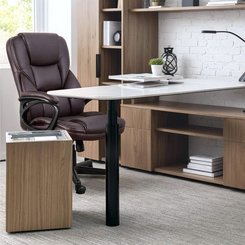 Executive Office Chair With Lumbar Support Brown PU Leather