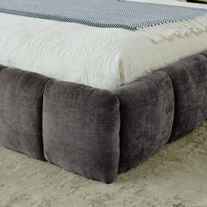Upholstered Bed Frame with Thick Chenille Fabric, Grounded Platform
