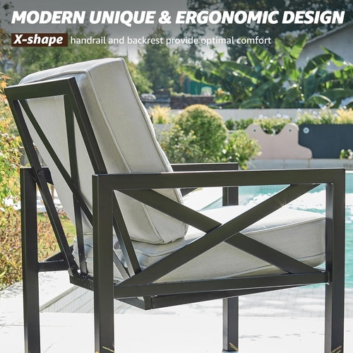 4 Piece Outdoor Metal Patio Set With 5.5 Inch Cushions And Coffee