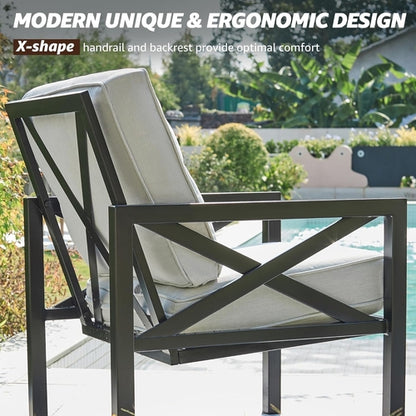4 Piece Outdoor Metal Patio Set With 5.5 Inch Cushions And Coffee