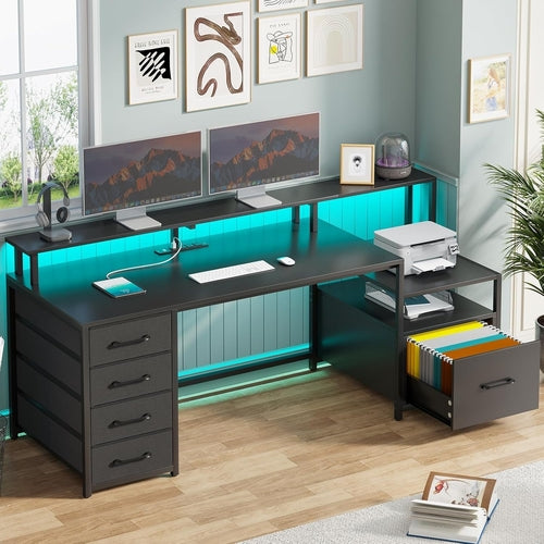 66 Inch Computer Desk 5 Drawers For Home Office Workspace
