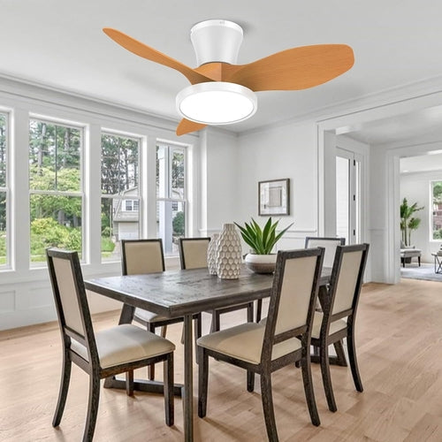 Quiet 32 Inch Ceiling Fan With LED Light Energy Efficient