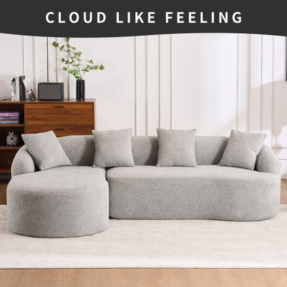 LY-022 GREY COMPRESSION SOFA Combining Chaise Longue With 3-seater,