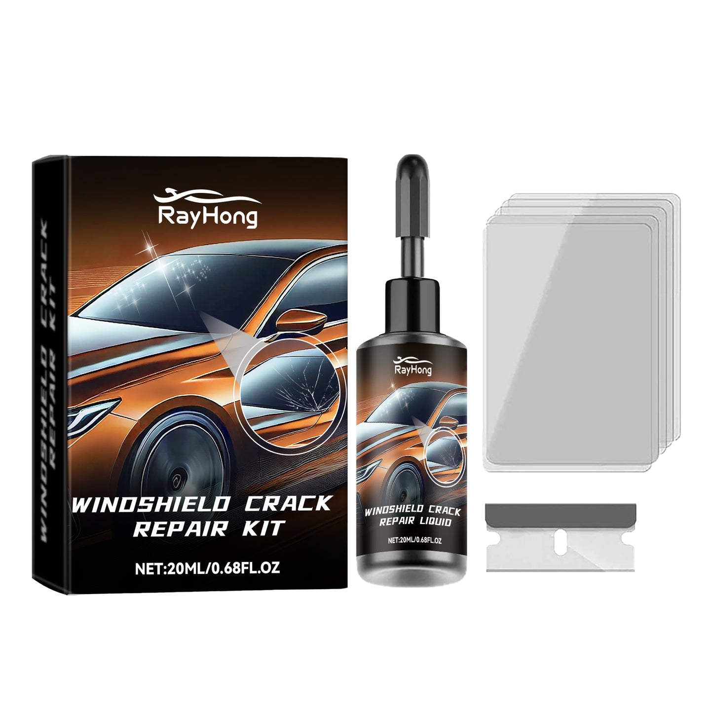 Rayhong Windshield Repair Kit, Quick Repair Of Cracks Clear Vision Refurbishment Repair Fluid Kit