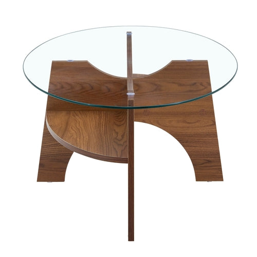 Oval Glass Coffee Table – 41.3" Modern Tempered Glass Table,
