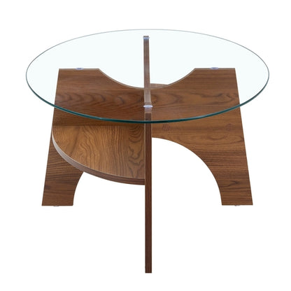 Oval Glass Coffee Table – 41.3" Modern Tempered Glass Table,