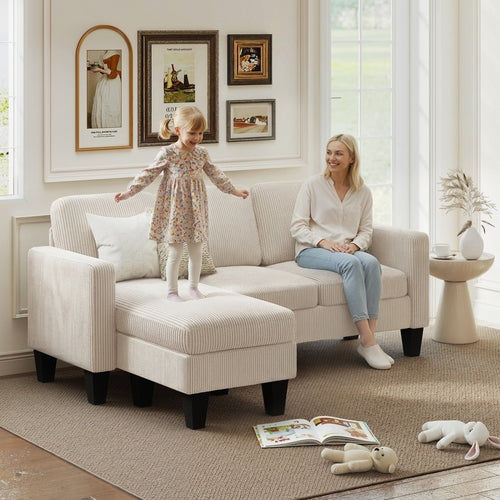Sectional Sofa, L Shaped Couch, with Reversible Chaise or Ottoman,