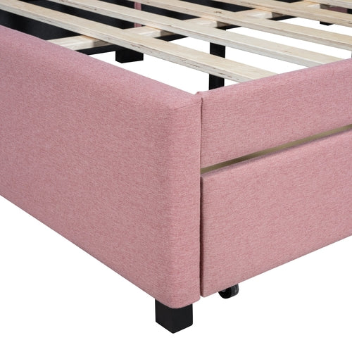 Full Size Upholstered Daybed with 2 Storage Drawers Sofa Bed Frame No