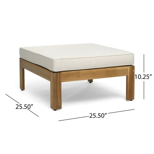 ALCOVE L-Shape Sofa Set Beige Acacia Wood with Water-Resistant
