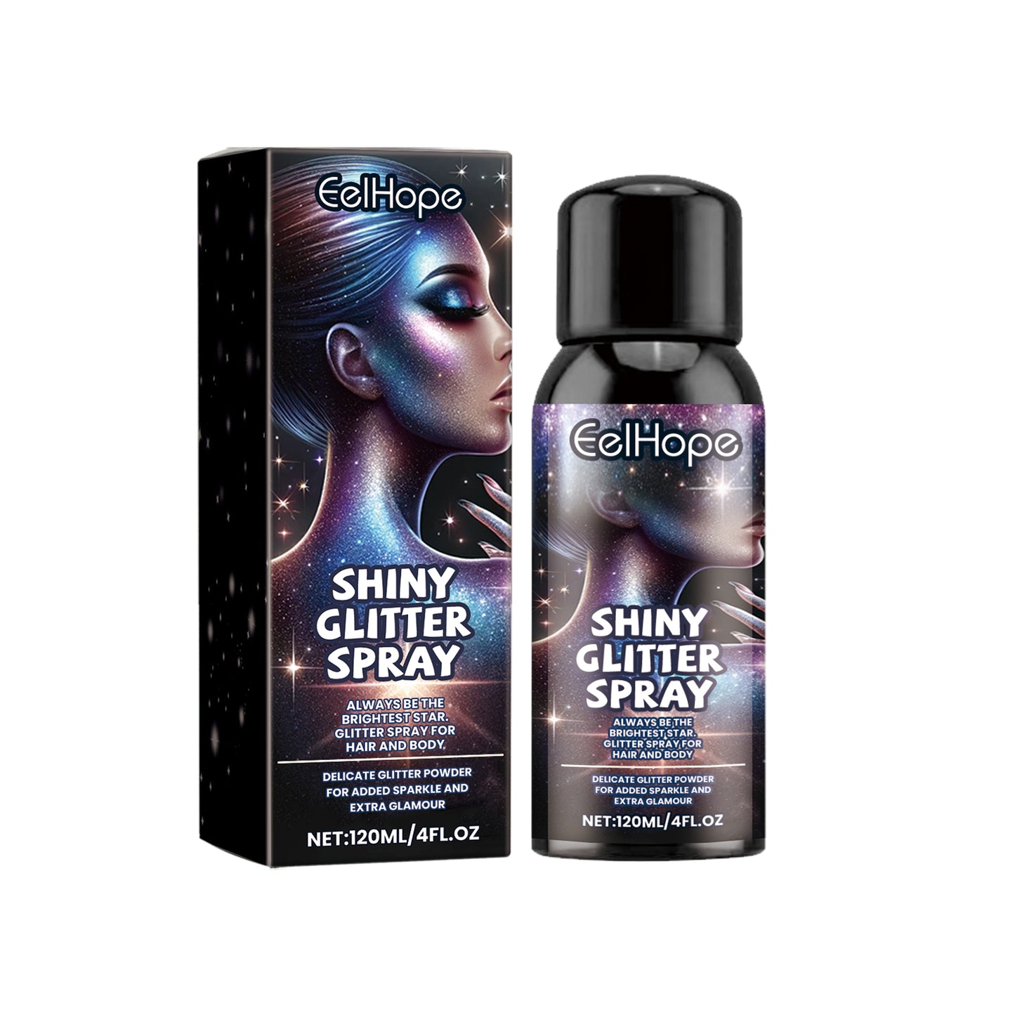 Highlight Brightening Glitter Spray, Hair Body Collarbone Spray Brightening Glitter Powder Holiday Bash