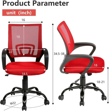 Ergonomic Mesh Office Chair With Lumbar Support Red