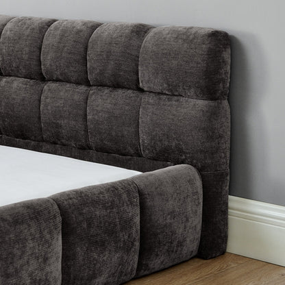 Upholstered Bed Frame with Thick Chenille Fabric, Grounded Platform