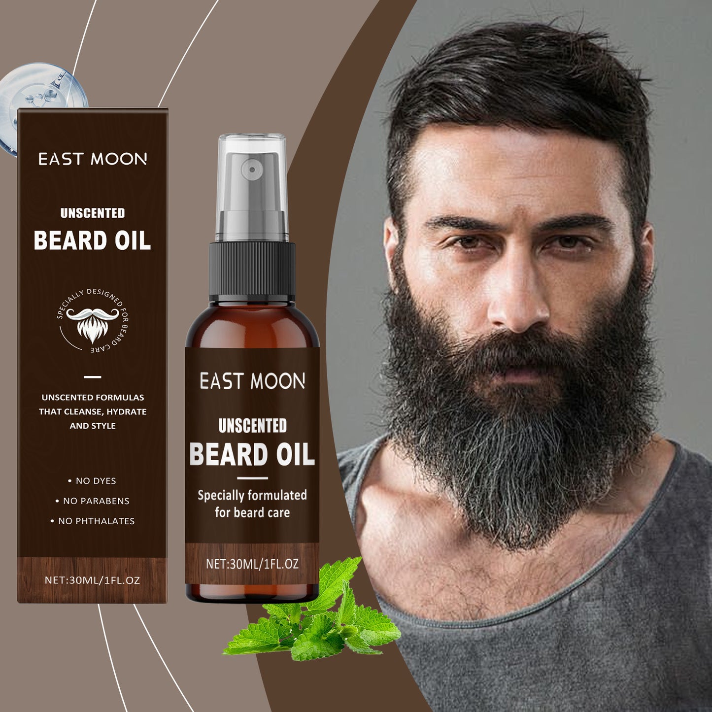 East Moon Facial Hair Treatment For Men Nourishes, Brightens, Delicate Pores, Hydrates And Moisturizes Facial Hair Oil For Men