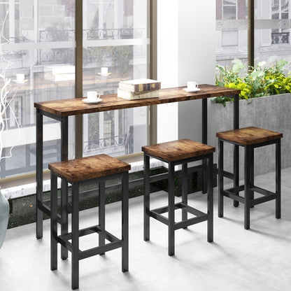 Counter Height Extra Long Dining Table Set with 3 Stools Pub Kitchen