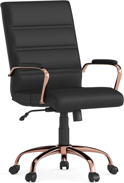 Whitney Mid Back LeatherSoft Desk Chair With Adjustable Height Black