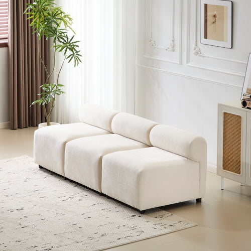 Modular Chenille Sectional Sofa – Modern Curved Upholstered Couch for
