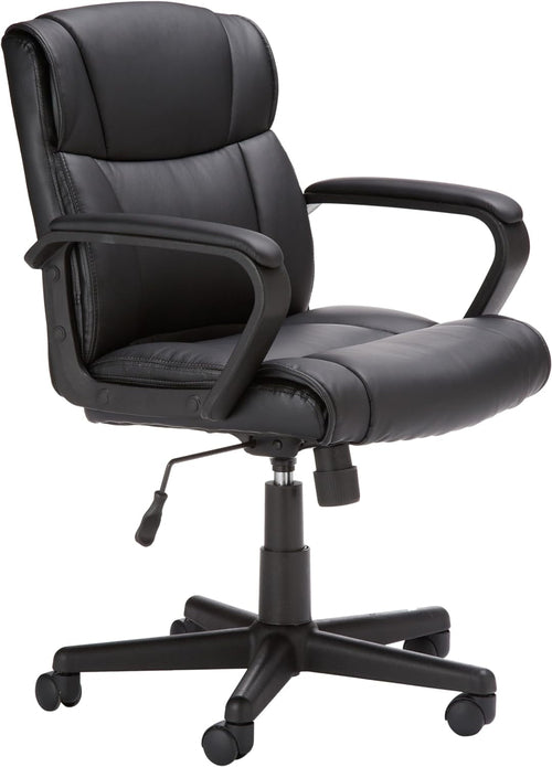 Black Office Chair With Padded Armrests Height Adjustable