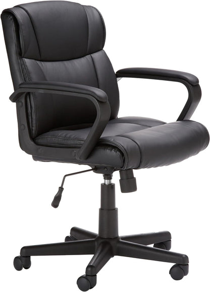 Black Office Chair With Padded Armrests Height Adjustable