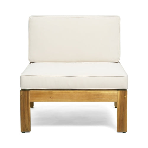 ALCOVE L-Shape Sofa Set Beige Acacia Wood with Water-Resistant