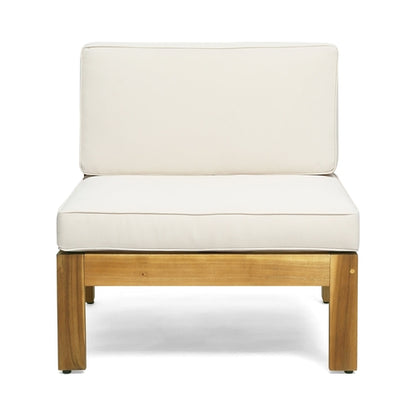 ALCOVE L-Shape Sofa Set Beige Acacia Wood with Water-Resistant