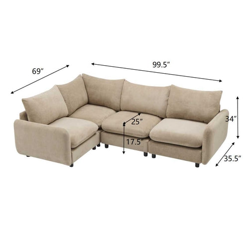 Modular Velvet Sectional Sofa Corner Chair – Convertible Upholstered