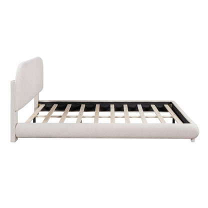 Teddy Fleece Upholstered Platform Bed with Thick Fabric, Solid Frame
