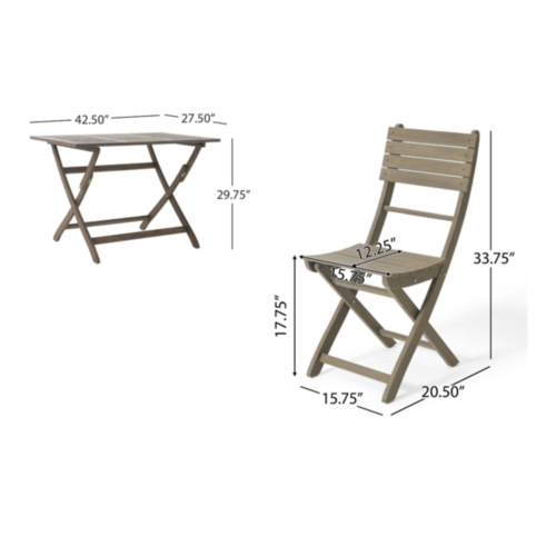 5-Piece Acacia Wood Foldable Outdoor Patio Dining Set