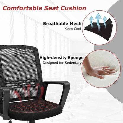 Black Ergonomic Mesh Office Chair With Armrests And Wheels