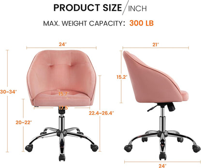 Pink Velvet Desk Chair With Swivel Office Chair Modern