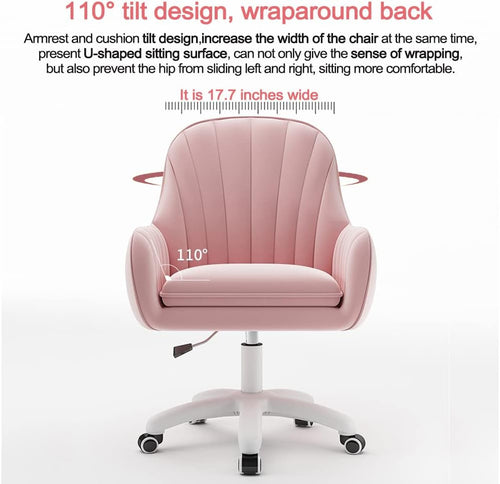 Velvet Home Office Chair With Tufted Mid Back And Height Adjustment