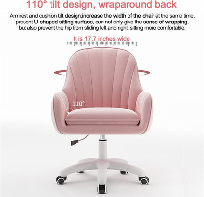 Velvet Home Office Chair With Tufted Mid Back And Height Adjustment