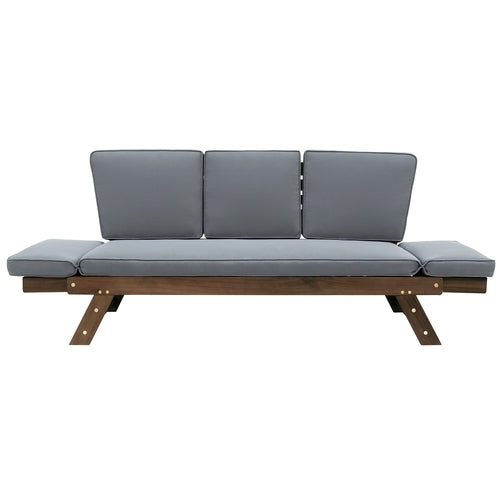 Outdoor Adjustable Patio Wooden Daybed Sofa Chaise Lounge with