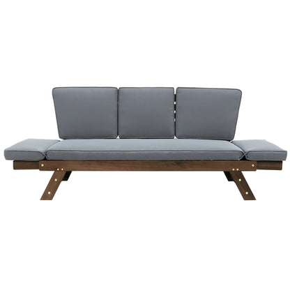 Outdoor Adjustable Patio Wooden Daybed Sofa Chaise Lounge with