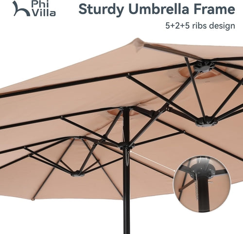 15Ft Large Patio Umbrellas with Base Included, Outdoor Double-Sided